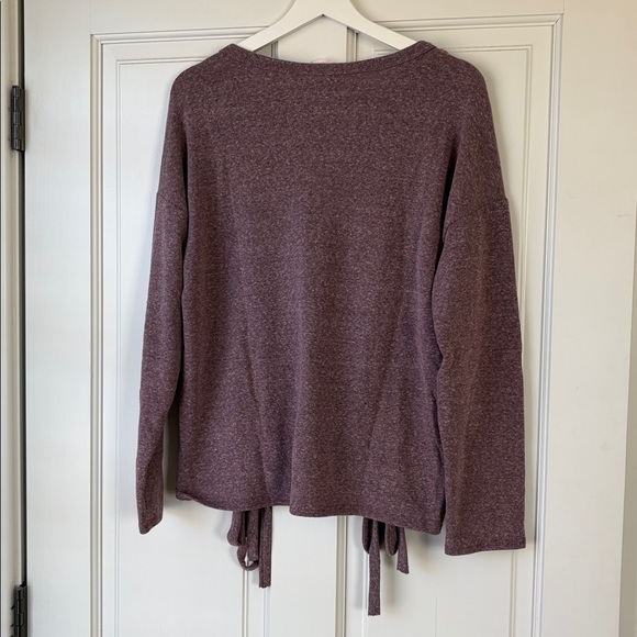 Sadie & Sage Heathered Purple Knit Top with Tie Large - Picture 6 of 6